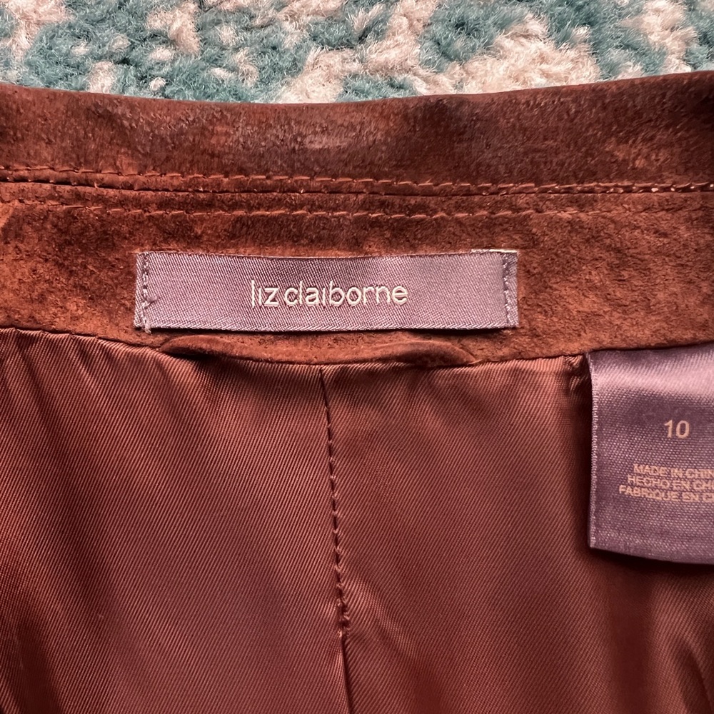 Liz Claiborne Dark Brown 100% Suede Blazer - Picture 3 of 9